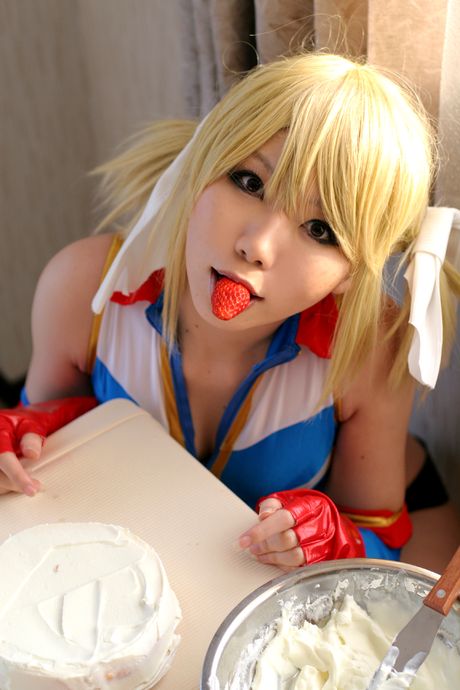 Blonde Japanese Cheerleader Higurashi Rin Strips To Her Gloves And