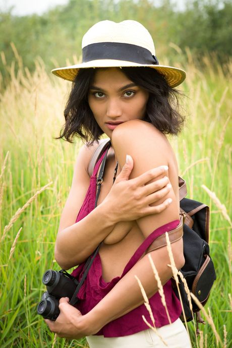 Brunette Indian Teen Angel Constance Gets Naked In A Field Of Tall Grass