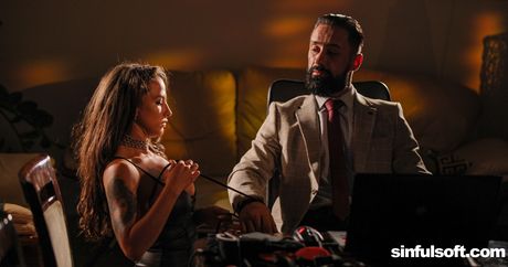 sinful soft: First-Class spanish brunette Medusa gets a pussy licking and a dicking in a fetish office