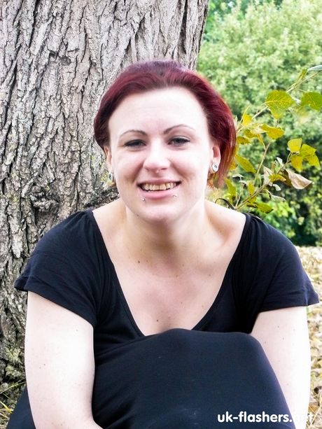 uk-flashers: Ginger british mature Isabel Dean strips and shows her big juggs outdoors