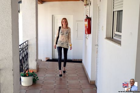 jim slip: Blond hungarian babe Alice Dumb strips and flaunts her amazing boobs and ass in a solo