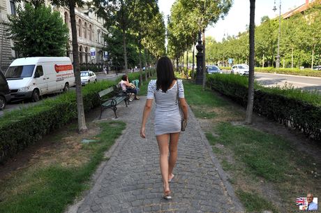 jim slip: Dark-Haired russian stunner Henessy gets her twat stuffed with a dick outdoors