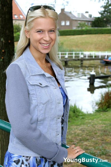 young busty: Blond czech babe Anastasia Devine removes her lingerie and models in the raw state