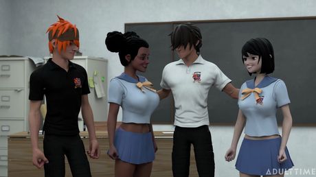 adult time: Słodkie uczennice mają lizane cipki i ru****e tyłki w 4-kącie