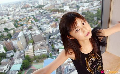 all gravure: Asian teen Yuko Ogura presents her natural small tits and bald pussy in a solo