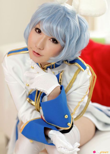 all gravure: Asian bunny Saku reveals her big booty and poses in white stockings