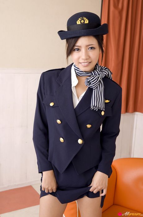 all gravure: Hot Asian flight attendant Reimi Tachibana strips to her heels