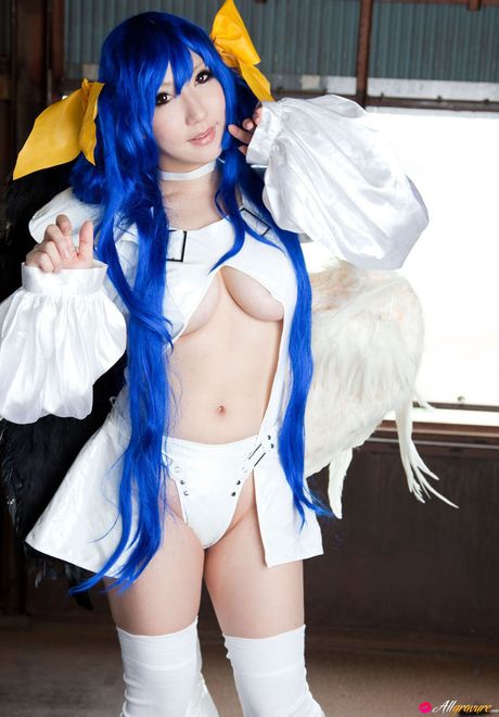 all gravure: Asian teen Ayaka wears a bow and white stockings while modelling