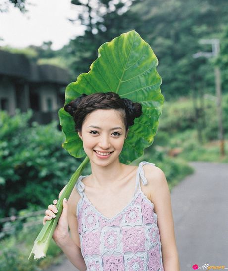 all gravure: Asian stunner Rina Aizawa displays her big racks and poses in the garden