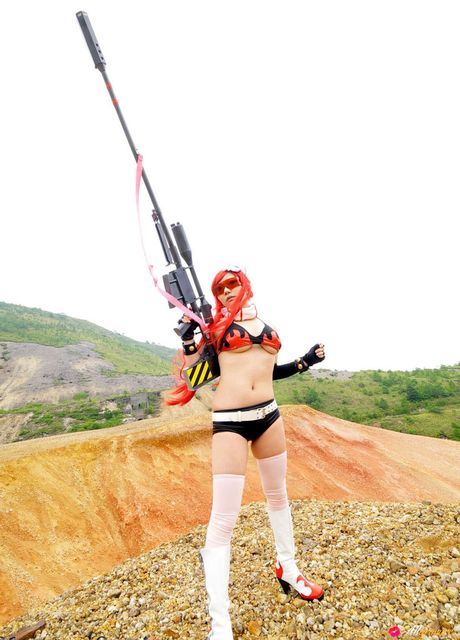 all gravure: Redhead japanese beauty Ayaka Gekijou shows her petite small tits and poses in a bikini