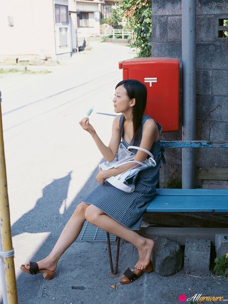 all gravure: Ravishing japanese teen Ayaka Komatsu strips to her socks and shows her hot body