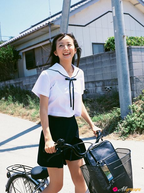 all gravure: Asian teen Ayaka Komatsu exhibits her tiny tits and poses in a swimsuit