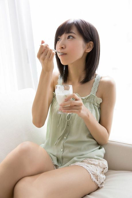 all gravure: Petite japanese cutie Rena Takeda strips and displays her huge tits in a solo