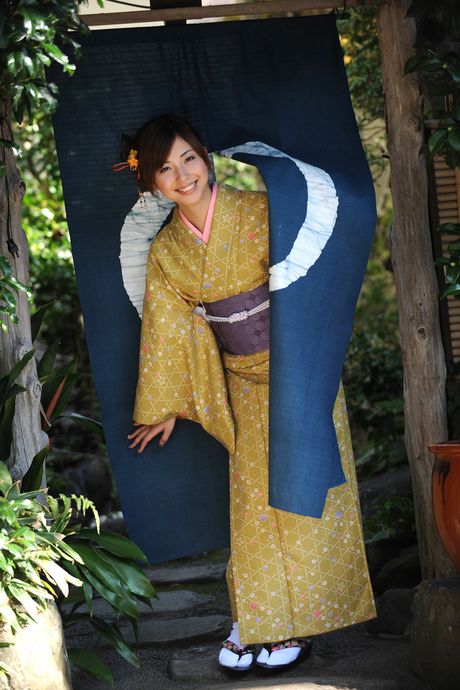 all gravure: Asian beauty Miyuki Yokoyama gets naked on a sofa in a kimono