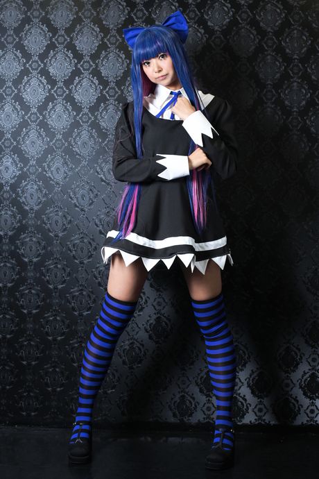 all gravure: Asian teen Necosmo flaunts her tiny tits and poses in striped stockings