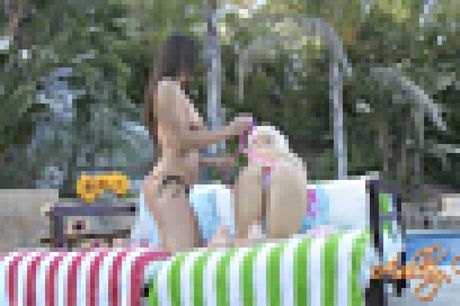 ashley fires: Blonde pornstar Ashley Fires poses in a fox costume and presents her big tits