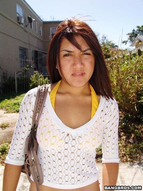 bangbros: Brilliant Latina Sugar Lya strips and shows her natural tits before a blowjob