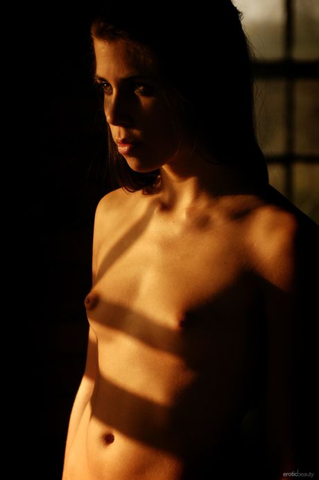 erotic beauty: Nude russian teen Renee A poses on a rocky outcrop near the ocean