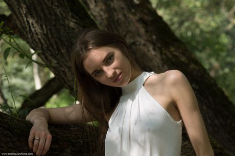 errotica archives: Pretty russian teen Vika Lita takes off everything in a forest clearing