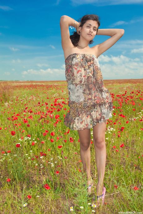 femjoy: Superb ukrainian beauty Belinda A removes all clothes on a blanket in a field