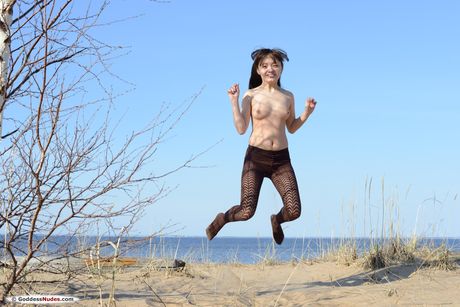 goddess nudes: Nice czech girl Musia bares it all on a rocky outcropping