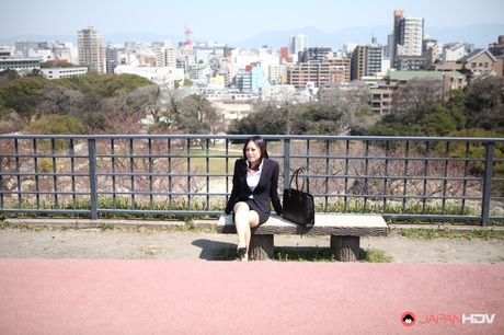 japan hdv: Asian secretary Ritsuko Tachibana presents her amazing tits and masturbates