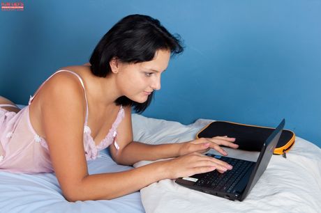 karups private collection: Dark haired teen Danni Kelsey removes white lingerie before masturbating