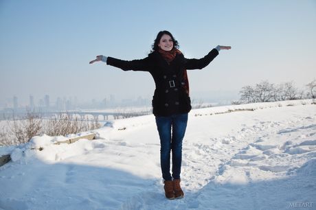 met art: Dark haired teen Desiree A bares it all without hesitation