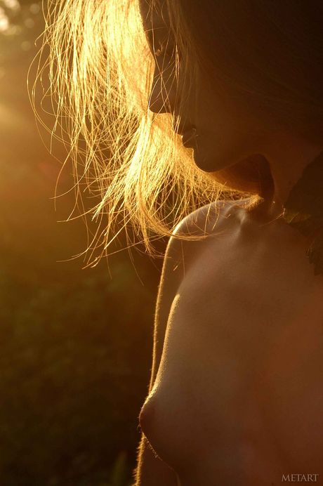 met art: Das hinreißende russische Mädchen Erin C zieht sich auf einer Decke in einem Feld voller Wildblumen aus