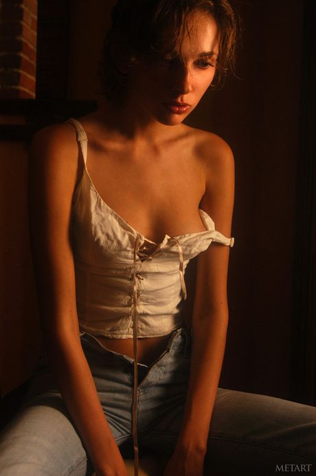 met art: Petite ukrainian covergirl Olya M removes her dress and displays her amazing melons