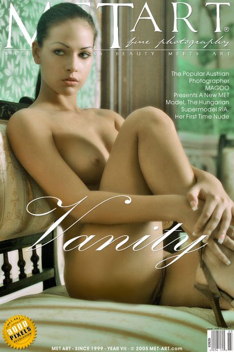 met art: Naked hungarian teen Ria A poses on a chair in a field of flowers