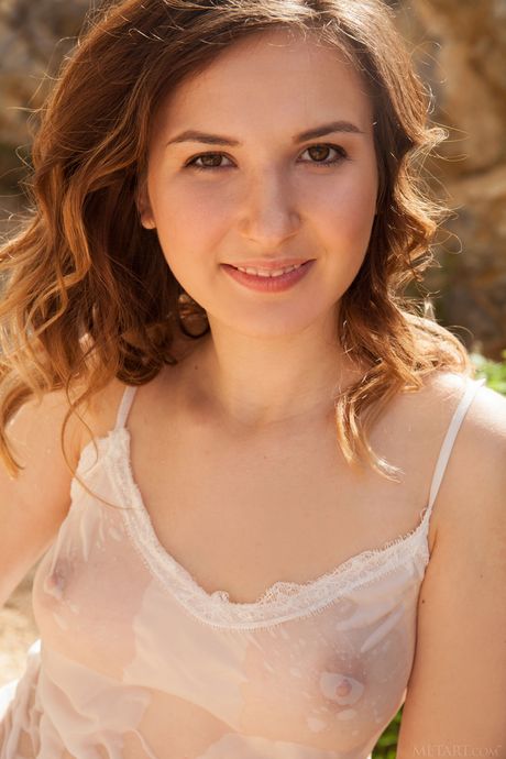 met art: Great ukrainian teen Anata gets nude on a blanket in a garden