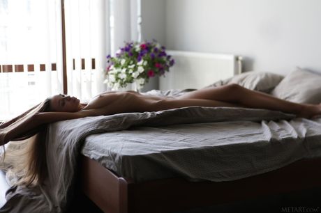 met art: First-Class ukrainian girl Elin slips off her bra and panty set to model in the nude