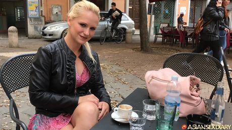 asian sex diary: Blonde czech stunner Rossella Visconti sports a creampie after a fuck