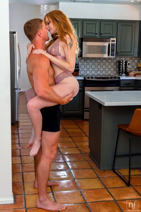 nubile films: Slim american girl Amber Stark gets her twat plugged by her boyfriend