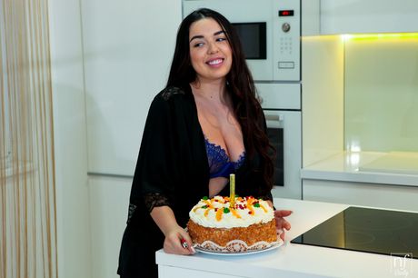 nubile films: Brunet spanish mom Diana Rius entices her man friend in a bikini