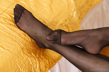 only tease: Fantastic czech blonde Colette strips to her stockings and reveals her big boobs