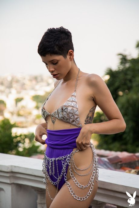 playboy plus: Attractive Latina Alejandra La Torre demonstrates her natural small tits and her bald pussy