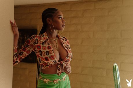 playboy plus: Black american playmate Nyla displays her amazing juggs and ass before posing naked