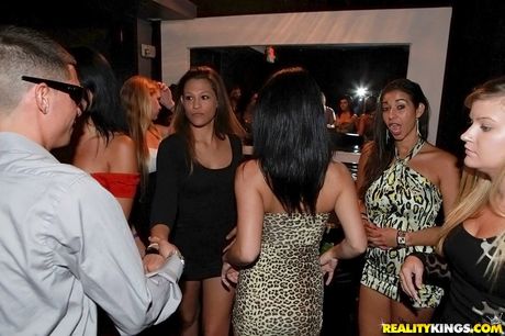 reality kings: Beautiful stunners in bikinis get naked before a hardcore fuck in a club