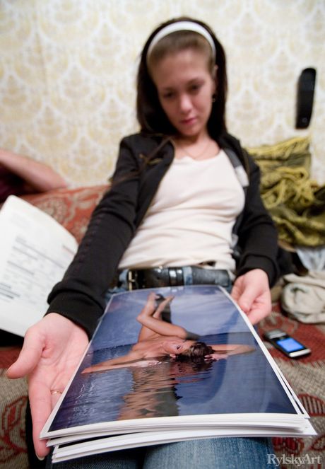 rylsky art: Lean teenage lesbian gets rid of her clothes and demonstrates her exposed body