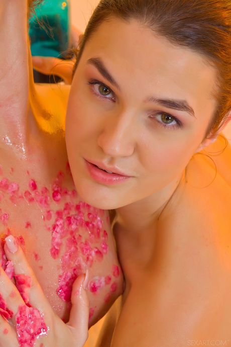 sex art: Teen lesbians Vanda B and Milana J finger each other after getting naked