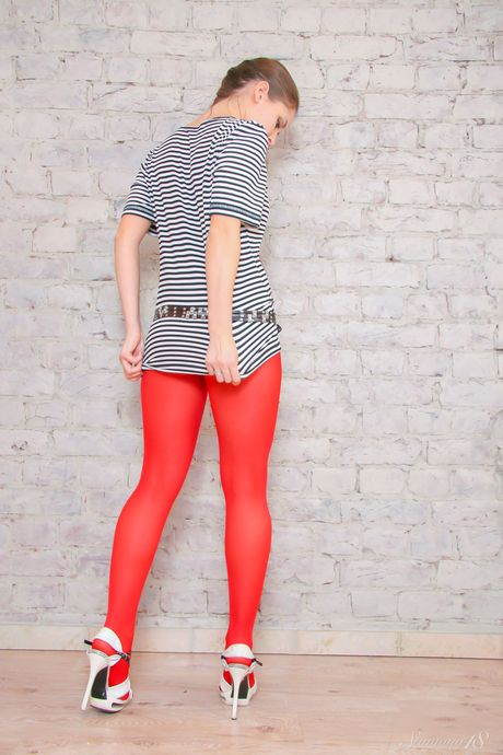 stunning 18: Sweet russian stunner Nelly J bares her body before a finger fuck