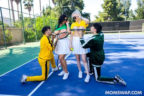 Sporty chicks Kenzie Taylor and Mona Azar get banged during a tennis match Sporty chicks Kenzie Taylor and Mona Azar get banged during a tennis match