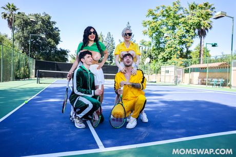 Sporty chicks Kenzie Taylor and Mona Azar get banged during a tennis match Sporty chicks Kenzie Taylor and Mona Azar get banged during a tennis match