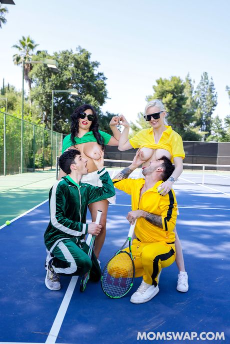 Sporty chicks Kenzie Taylor and Mona Azar get banged during a tennis match Sporty chicks Kenzie Taylor and Mona Azar get banged during a tennis match