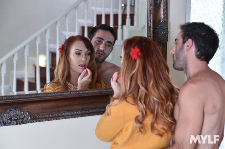 mylf extras: Brunet american pornstar Dani Jensen gets her twat stuffed in a fishnet dress