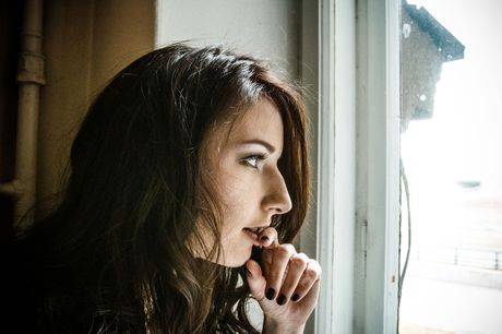 the life erotic: Dark-Haired latvian chick Laura Matrick displays her small tits and rubs her clit