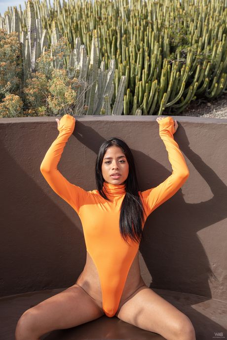 watch 4 beauty: Ravishing venezuelan girl Karin Torres gets naked in a thong and high heeled boots