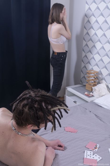 we are hairy: Gorgeous russian cutie Eliza Thorn gets her hairy pussy licked and drilled on the bed